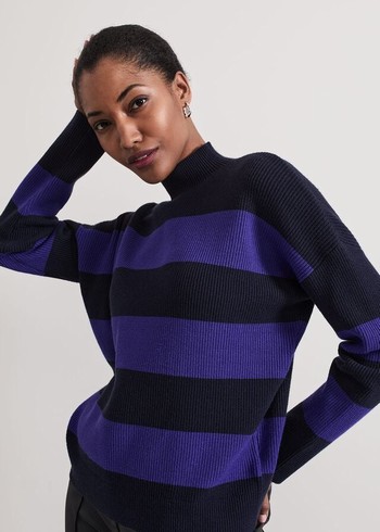 Phase Eight Sammi Stripe Knitwear Navy Australia | MX4526019